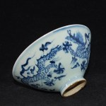 Antike B/W Schale / Bowl mit Phönix und Drachen
